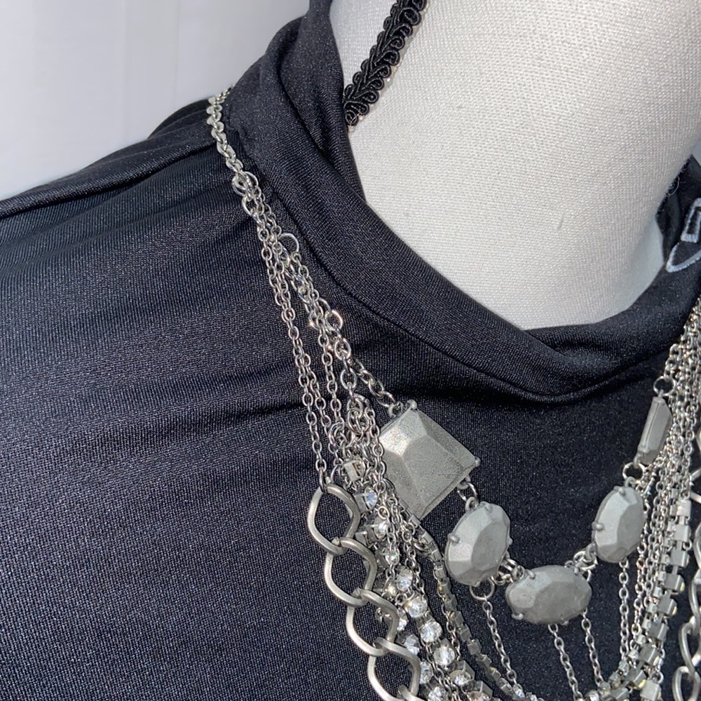NWOT Multi-Chain & Rhinestone Victorian-Gothic Necklace - Picture 8 of 11